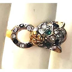 Vtg Jackie Collins Gold Plated Pave Leopard Cheetah Ring Size 8