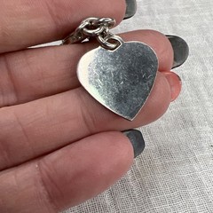 VTG 925 Sterling Heart Charm Bracelet Rolo Link 18.47g Adjustable 6.75in