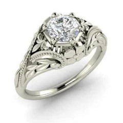 3Ct Art Deco Style Lab Created Diamond Engagement Wedding 14K White Gold FN Ring