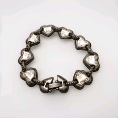 Brighton Cafe au Lait Bracelet Etched Scroll Heart Links Retired Vintage 7.25″