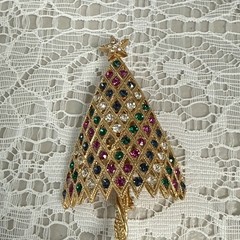 1960s Coro Craft Christmas Tree Brooch Signed