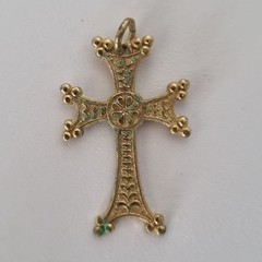 Vintage Armenian Cross Pendant Gold Tone Holy Etchmiadzin Inscribed