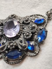 Vintage Coro Blue Rhinestone Collar Necklace