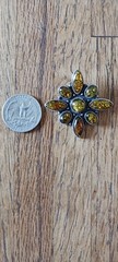 VINTAGE BALTIC AMBER STERLING SILVER BROOCH