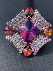 Stunning Vintage Watermelon AB High End Rhinestone Brooch