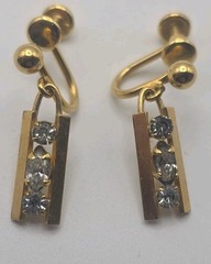 Vtg Van Dell 1/20 12K Gold Filled Screwback Rhinestone Earrings Dangle