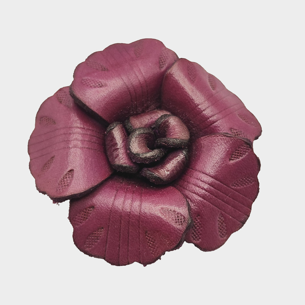 Vintage Brooch Pin Rose Leather Floral Estate Find 3D multi-dimensional 2.25″