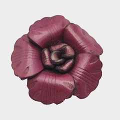 Vintage Brooch Pin Rose Leather Floral Estate Find 3D multi-dimensional 2.25″