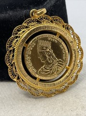 VINTAGE HANDMADE Solid 22K Yellow Gold DIKRAN THE GREAT of ARMENIA Charm Pendant