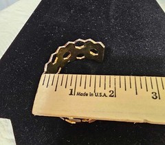 Signed skalli Paris? Cuff bracelet hexagon mother of pearl goldtone thick- READ