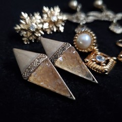 Vintage Earrings Dangle Gold Tone Lot Pierced Dangle Stud Hoop Lot of 6