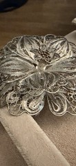 Antique Made In Mexico 900 Silver Floral Filigree Brooch 3D 3.75” 56 Grams