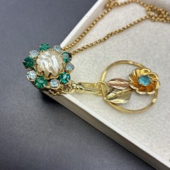 Vintage 12k Gold Filled Watch Chain FOB, ChatelaineSlide,Swivel Dog Clip, ~READ~