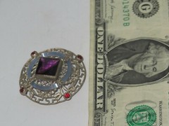 Vintage Slide Pendant Buckle Jewelry Spun Glass Rhinestone (95M)