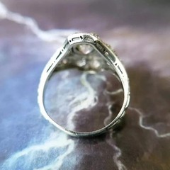 Vintage Art Deco Style Lab Created Diamond Engagement 14k White Gold Finish Ring