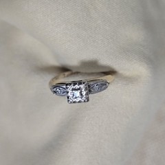 Vintage 14K Two-Tone Gold Diamond Illusion Ring Art Deco Size 5 1.73g LS