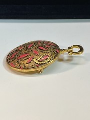 Vintage KARU Gold Tone Enamel Paisley Convertible Brooch Pendant 1960s-70s