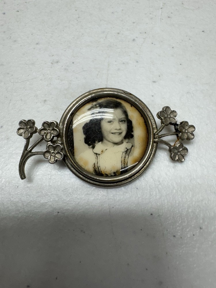 Vintage Floral Photo C Clasp Brooch ND