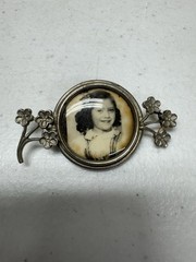 Vintage Floral Photo C Clasp Brooch ND