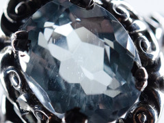 Antique Silver Ring Natural 5.50 ct Aquamarine Victorian Jugendstil Style
