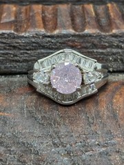 Vtg STUNNING Sterling Silver 925 PINK ICE TOPAZ Cz Details Ring Signed FAS Sz 8