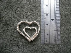 Double Heart Openwork Floating Vintage Sterling Silver Crystal Pendant 2.0g