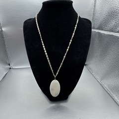 Silver Tone Germany Signed White Green And Gold Pendant Necklace Woman’s Fashion