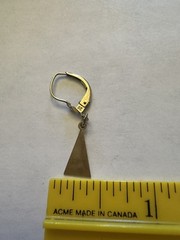 VTG Rolled Gold Dangle Triangle Leverback Earrings-Dainty Floral Accent-Pierced