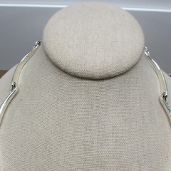 Vintage Cookie Lee Necklace Curved Collar Modern Minimalist Silver Tone 17 Inch