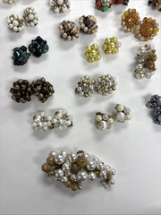 Huge Lot 74 Pair Vintage Cluster Bead Clip On Screw Back Earrings Japan Germany