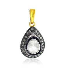 Vintage 0.68ctw Genuine Old Mine Rose Antique Cut Diamond Silver Pendant Jewelry
