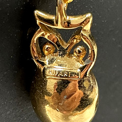 Vintage Trifari Gold Toned Chain & Baltic Amber Stone Owl Shaped Pendant 24″