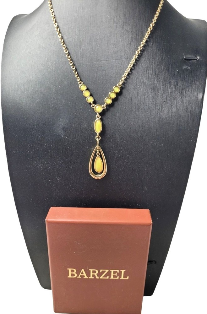 Vintage Barzel 18kt Gold Plated Gold,Green,Yellow Chrystals 10″ Necklace
