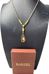 Vintage Barzel 18kt Gold Plated Gold,Green,Yellow Chrystals 10″ Necklace