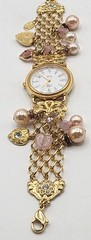 Vintage RARE Signed Kirks Folly Goldtone Blushing Heart Watch 1994 7.5″