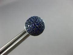 1.03CT DIAMOND & AAA SAPPHIRE 18KT WHITE GOLD 3D ROUND DOME SHAPE STUD EARRINGS