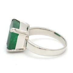 3.80Ct Natural Emerald Art Deco Antique Vintage Wedding Ring 925 Sterling Silver