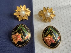 Vtg Clip-On Earring Lot Costume Jewelry Trifari Napier Avon Cloisonne Enamel