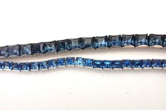 Lot Of 2 Art Deco Vintage Silver Tone Channel Set Bracelets Blue Square Crystals
