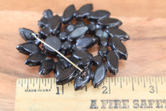 Vintage Unsigned Brooch jet black rhinestone cluster