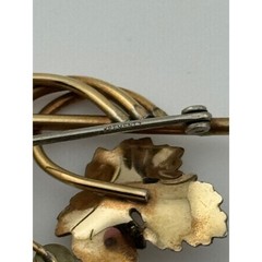 Vintage Krementz Pearl Grapes Leaf Brooch Gold Tone