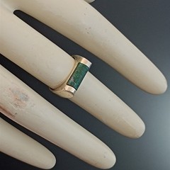 Sterling Silver Ring Green Stone Eilat Minimalist Modernist Men’s Pinky Women