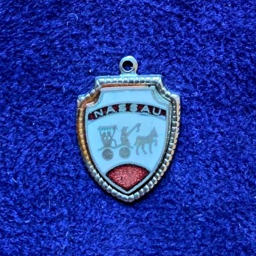 Vintage Nassau Bahamas Shield Enamel Sterling Silver Travel Bracelet Charm