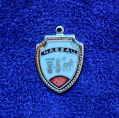 Vintage Nassau Bahamas Shield Enamel Sterling Silver Travel Bracelet Charm