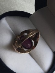 Rings silver 875 Gold plated pink-purple corund Russian Soviet vintage USSR