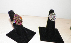 LOT OF FIVE (5) VINTAGE HOLLYCRAFT RINGS RED GREEN PASTEL YELLOW BLUE