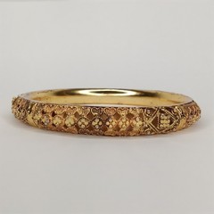 Vintage Face Clad Gold Bangle Ornate Filigree Bracelet Boho Chic Marked F.C.