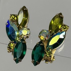 Vintage Juliana Demi Parure Brooch Earrings Leaf Layered Navette Set