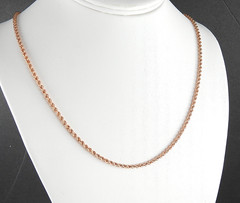 Vintage Solid 14K Rose Gold Chain Twist Rope 22″ Long Jewelry 2mm Wide 3.3 grams