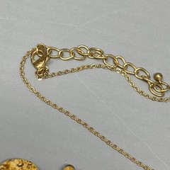 Stone Bead Necklace Brown Marble Gemstone StationChakra Long Gold Tone Chain 44″